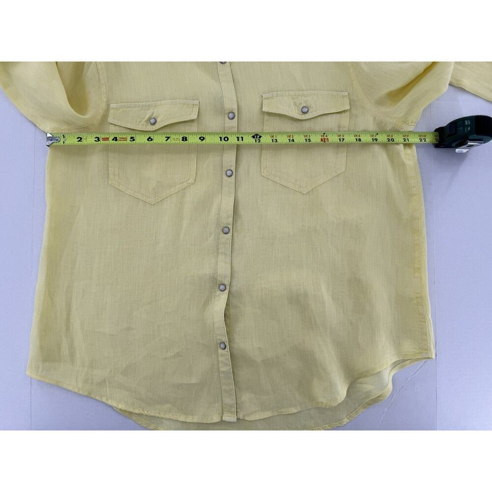 Sundance Pearl Snap Shirt Size M 100% Linen Yellow Western Rodeo Cowgirl​​ - Picture 9 of 14